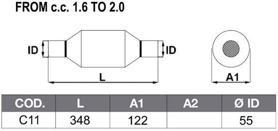 rond race kat met diameter van 122mm en aansluiting 55mm 200 cellen