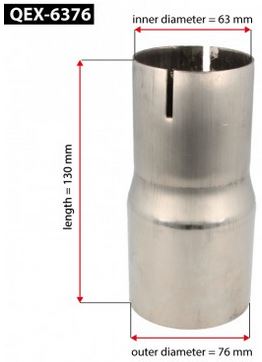 afmetingen qsp uitlaatverloop 63 naar 76mm