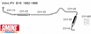 volvo pv b18 sportuitlaat 1962-1966
