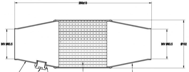 100cells metaal kat met aansluiting 63,5mm